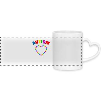 Autism Awareness - Panoramic mug with heart handle - white - Front