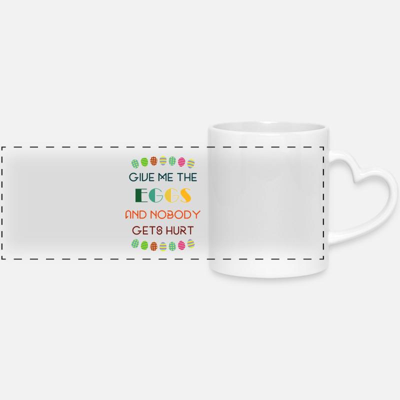 Give Me The Eggs And Nobody Gets Hurt - Panoramic mug with heart handle - white