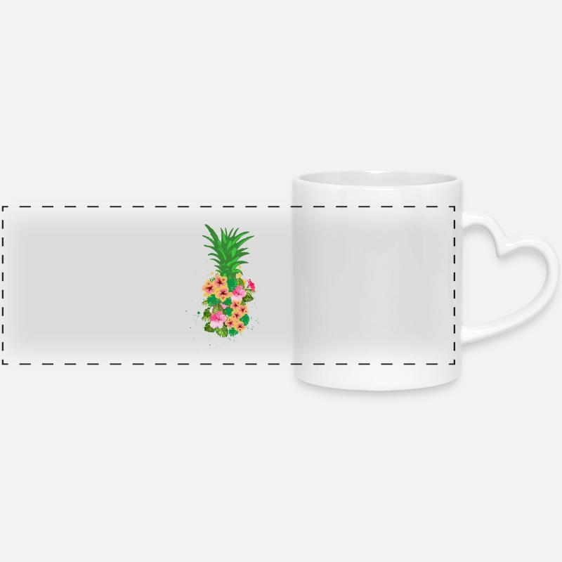 pineapple - Panoramic mug with heart handle - white