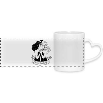 L'amour est beau (blanc / gris) - Mug panoramique avec anse en forme de cœur - blanc - Devant