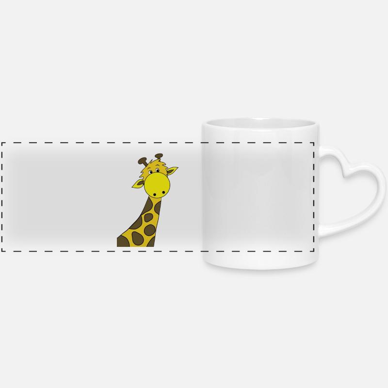 giraffe - Panoramic mug with heart handle - white