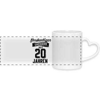 Ehemann Hochzeitstag - Panoramatasse mit Herzhenkel - Weiß - Vorne