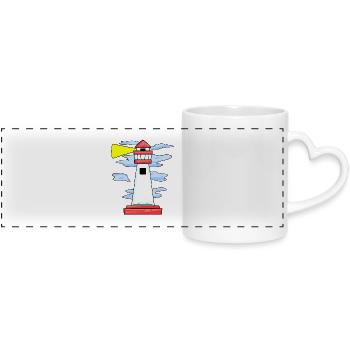 lighthouse - Panoramic mug with heart handle - white - Front