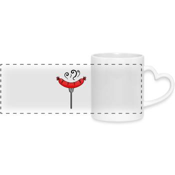 Sausage - Panoramic mug with heart handle - white - Front