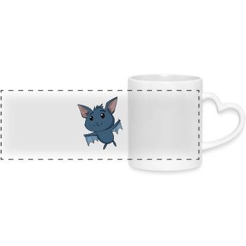 Bat - Panoramic mug with heart handle - white - Front