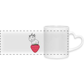 Bock à la fraise - chèvre chèvre - Mug panoramique avec anse en forme de cœur - blanc - Devant