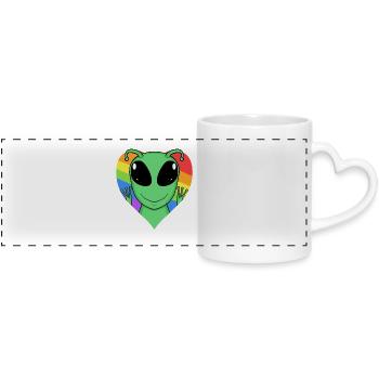 Alien Lgbt Regenbogen Farben - Panoramatasse mit Herzhenkel - Weiß - Vorne