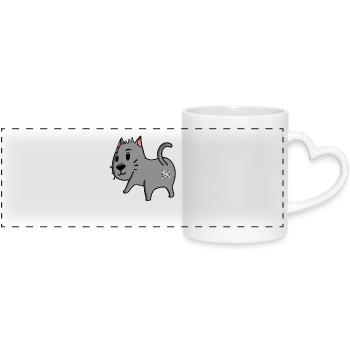 Cat Ass - Cat Butt - Panoramic mug with heart handle - white - Front