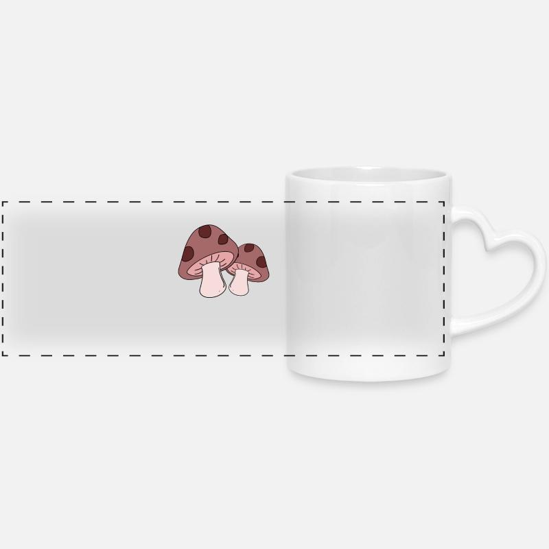 Cueillette de champignons, cueilleur de champignons, cueilleur de champignons - Mug panoramique avec anse en forme de cœur - blanc