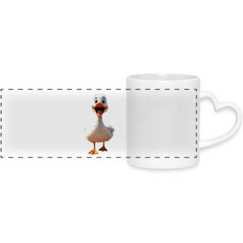Goose, Goose, Chick, Cute Goose, Duck, Little Geese - Panoramic mug with heart handle - white - Front