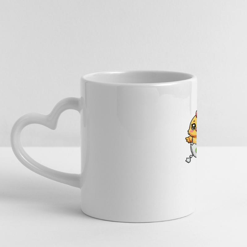 Chick Easter Egg Easter Eggs Chicken Eggs Easter Child Panoramic mug with heart handle