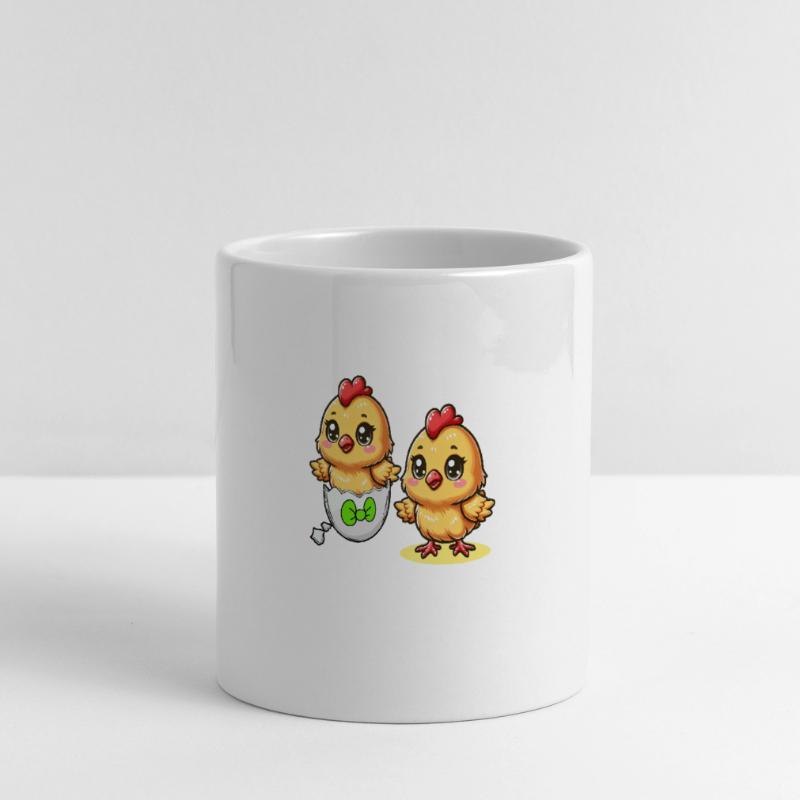Chick Easter Egg Easter Eggs Chicken Eggs Easter Child Panoramic mug with heart handle