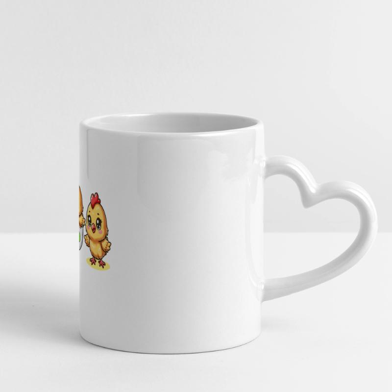Chick Easter Egg Easter Eggs Chicken Eggs Easter Child Panoramic mug with heart handle