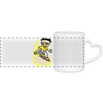 Garçon et rollers en ligne - Mug panoramique avec anse en forme de cœur - blanc - Devant
