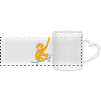 Monkey Tricks - Panoramic mug with heart handle - white - Front