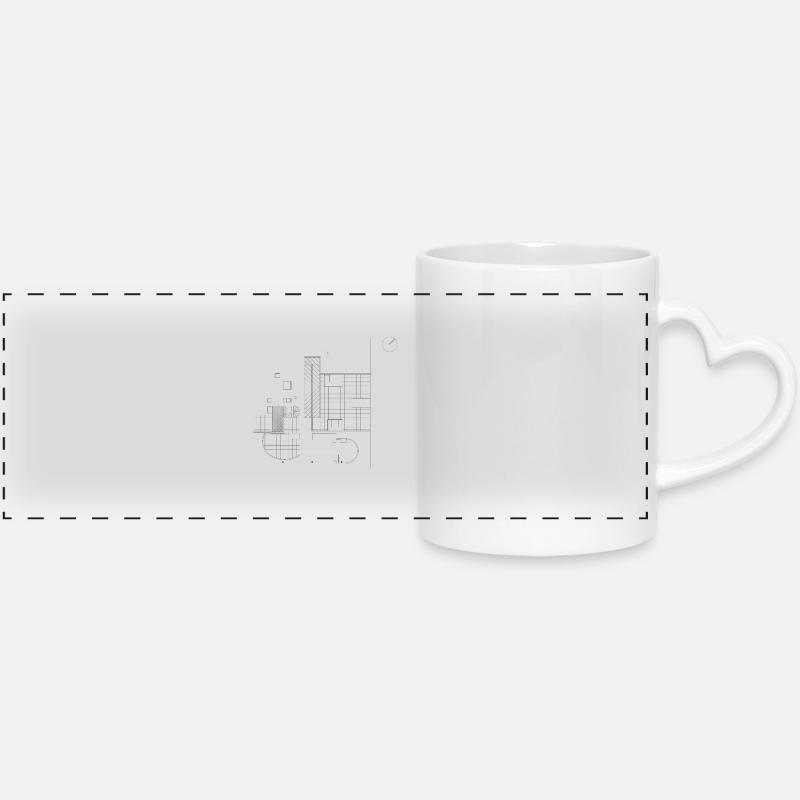 ARCHITECTURE Plan - Mug panoramique avec anse en forme de cœur - blanc