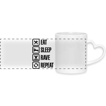 Eat sleep rave repeat - Panoramic mug with heart handle - white - Front