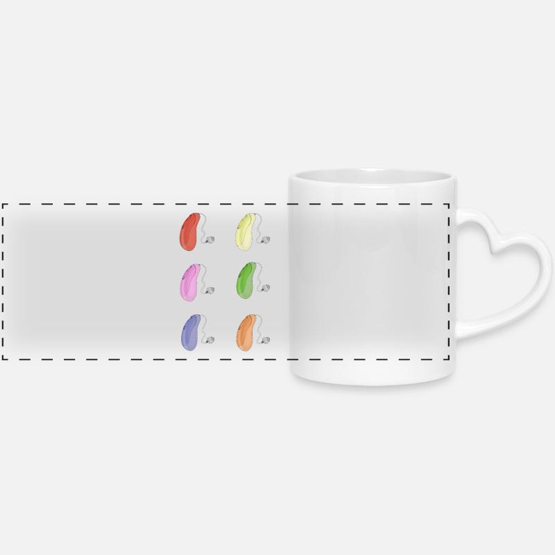 Colorful Hearing Aids - Panoramic mug with heart handle - white