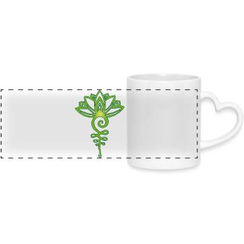 eternal green lotus - Panoramic mug with heart handle - white - Front