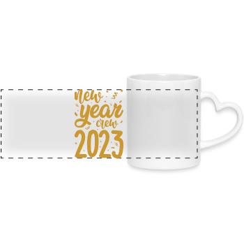New year crew 2023 - Panoramic mug with heart handle - white - Front