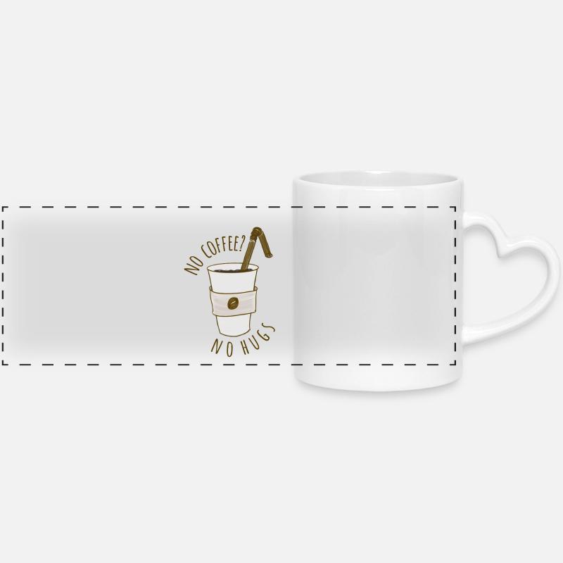 Pas de café? - Mug panoramique avec anse en forme de cœur - blanc