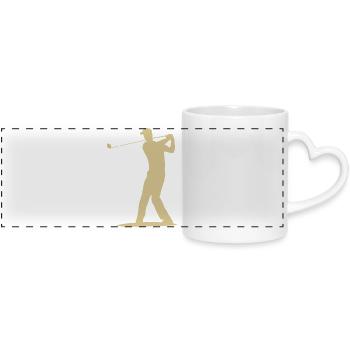 Golfer Abschlag Silhouette - Herren Design - Panoramatasse mit Herzhenkel - Weiß - Vorne