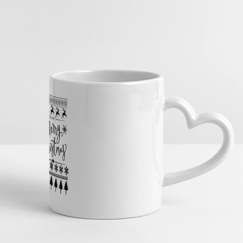 Joyeux Noël Scripté Mug panoramique avec anse en forme de cœur