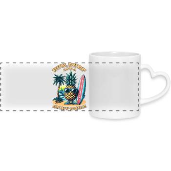 Surfing Pineapple: Sun, Surf, and a Spiky Smile! - Panoramic mug with heart handle - white - Front