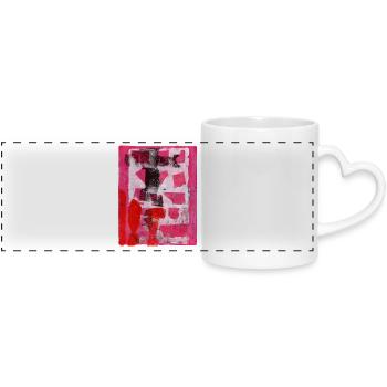 Abstract Monoprint Street Art Print Expressionism - Panoramic mug with heart handle - white - Front