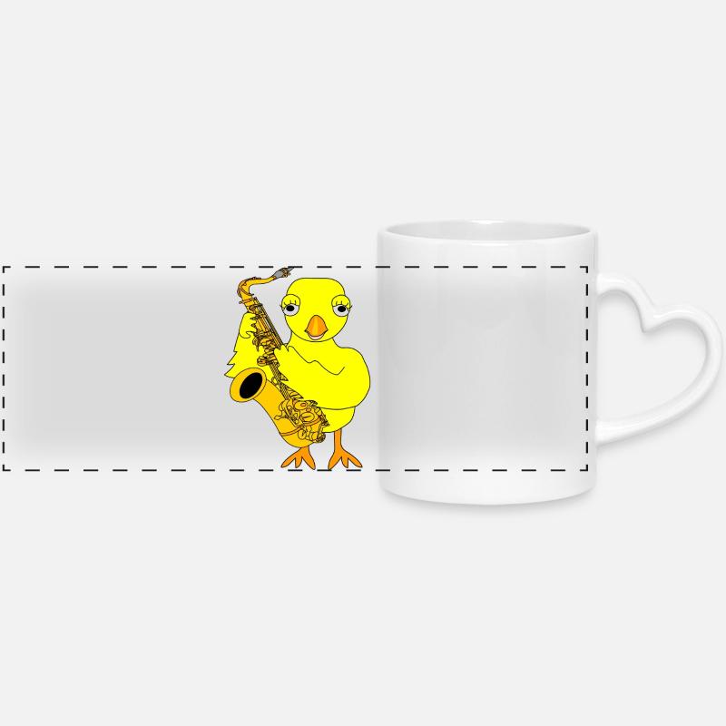 Saxophone Chick - Mug panoramique avec anse en forme de cœur - blanc