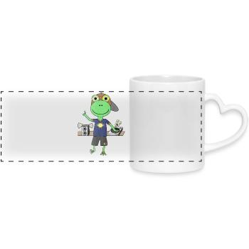 Frosch DJ Beats from the Swamp - Panoramic mug with heart handle - white - Front