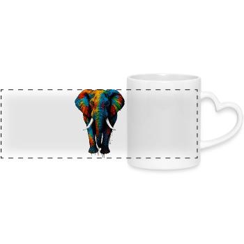 Colorful Elephant Rainbow - Panoramic mug with heart handle - white - Front