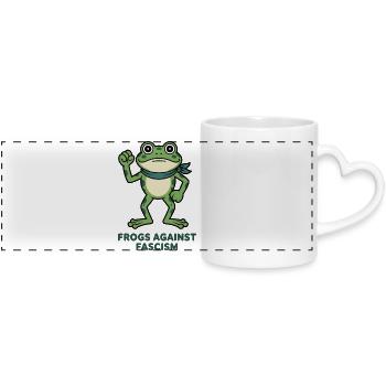 Grenouille contre le fascisme - Mug panoramique avec anse en forme de cœur - blanc - Devant