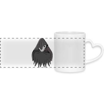 Spectre à capuchon en cape d’ombre - Mug panoramique avec anse en forme de cœur - blanc - Devant