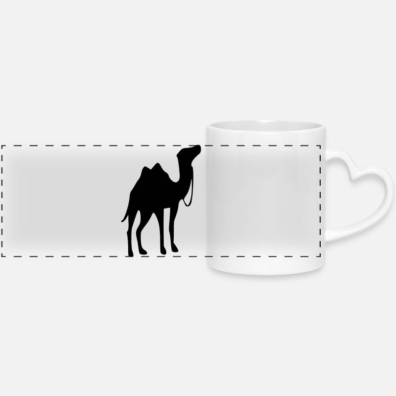 Camel T-shirt Gift - Panoramic mug with heart handle - white