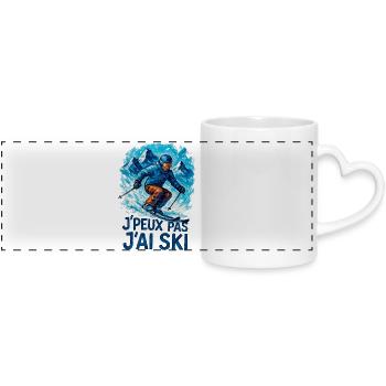 I can't I ski - Panoramic mug with heart handle - white - Front