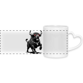 Bitcoin Bull Red Laser Eyes Crypto Bull Run - Panoramic mug with heart handle - white - Front