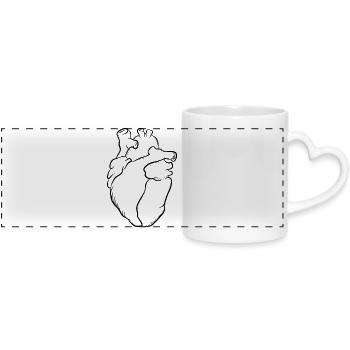 Imprimé anatomique de la ligne du cœur - Mug panoramique avec anse en forme de cœur - blanc - Devant