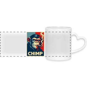 Retro Chimp Cigar Poster - Panoramic mug with heart handle - white - Front