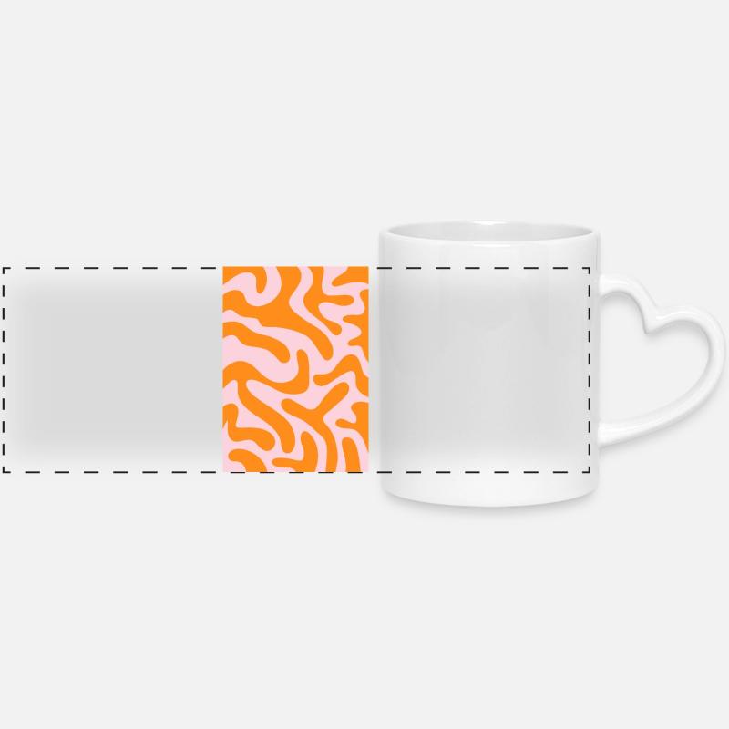 Funky tiger - orange pink - Panoramic mug with heart handle - white