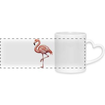 Mosaïque de flamants roses - Art tropical pour les amateurs d’oiseaux - Mug panoramique avec anse en forme de cœur - blanc - Devant