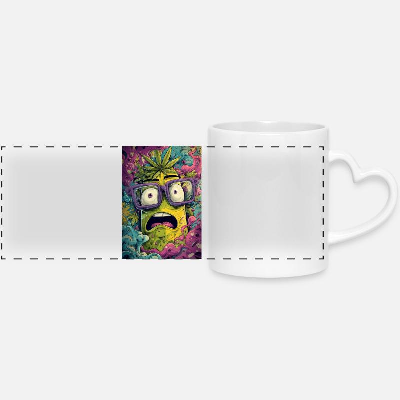 Psychedelic pineapple with glasses - Panoramic mug with heart handle - white