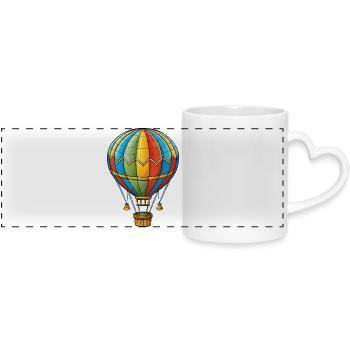 Hot air balloon - Panoramic mug with heart handle - white - Front
