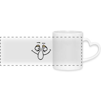 Face Big Nose Smile Grin Comic Cartoon - Panoramic mug with heart handle - white - Front