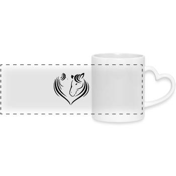 Horse love - women devoured with horse head - Panoramic mug with heart handle - white - Front