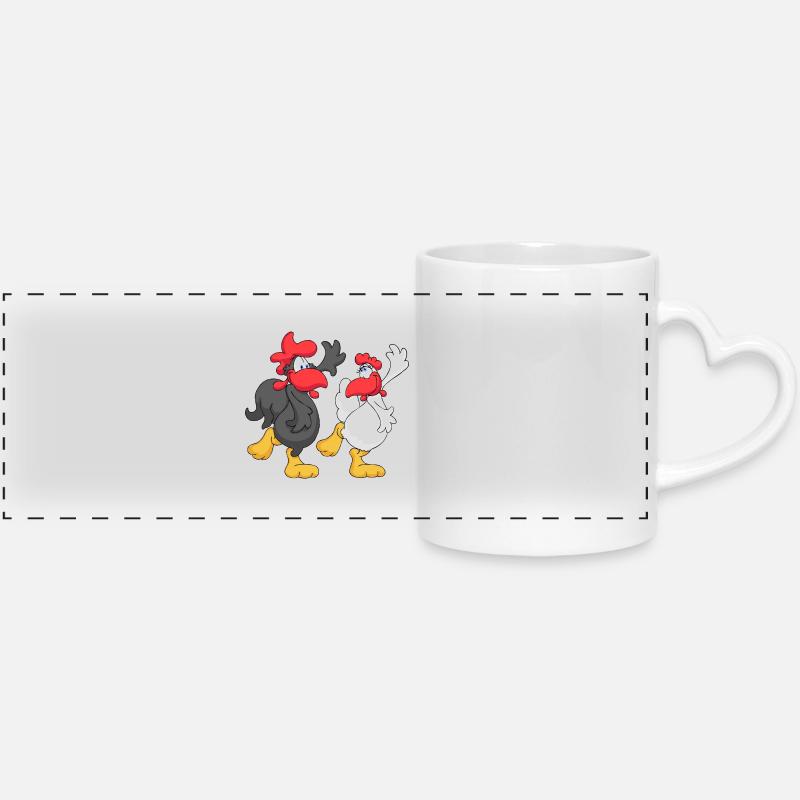 Couples de danse de poulet - Mug panoramique avec anse en forme de cœur - blanc