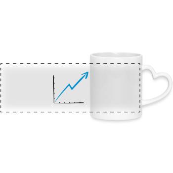line arrow line upwards earnings ascending - Panoramic mug with heart handle - white - Front