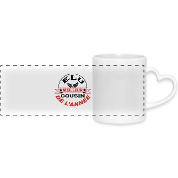 Voted Best COUSIN of the Year - Panoramic mug with heart handle - white - Front