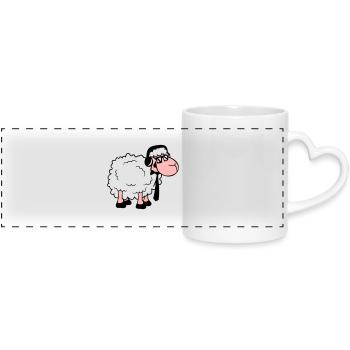 mouton lunettes de soleil cravate musique DJ casque Fun - Mug panoramique avec anse en forme de cœur - blanc - Devant
