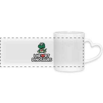 I Heart Dinosaurs T-Shirt - Panoramic mug with heart handle - white - Front